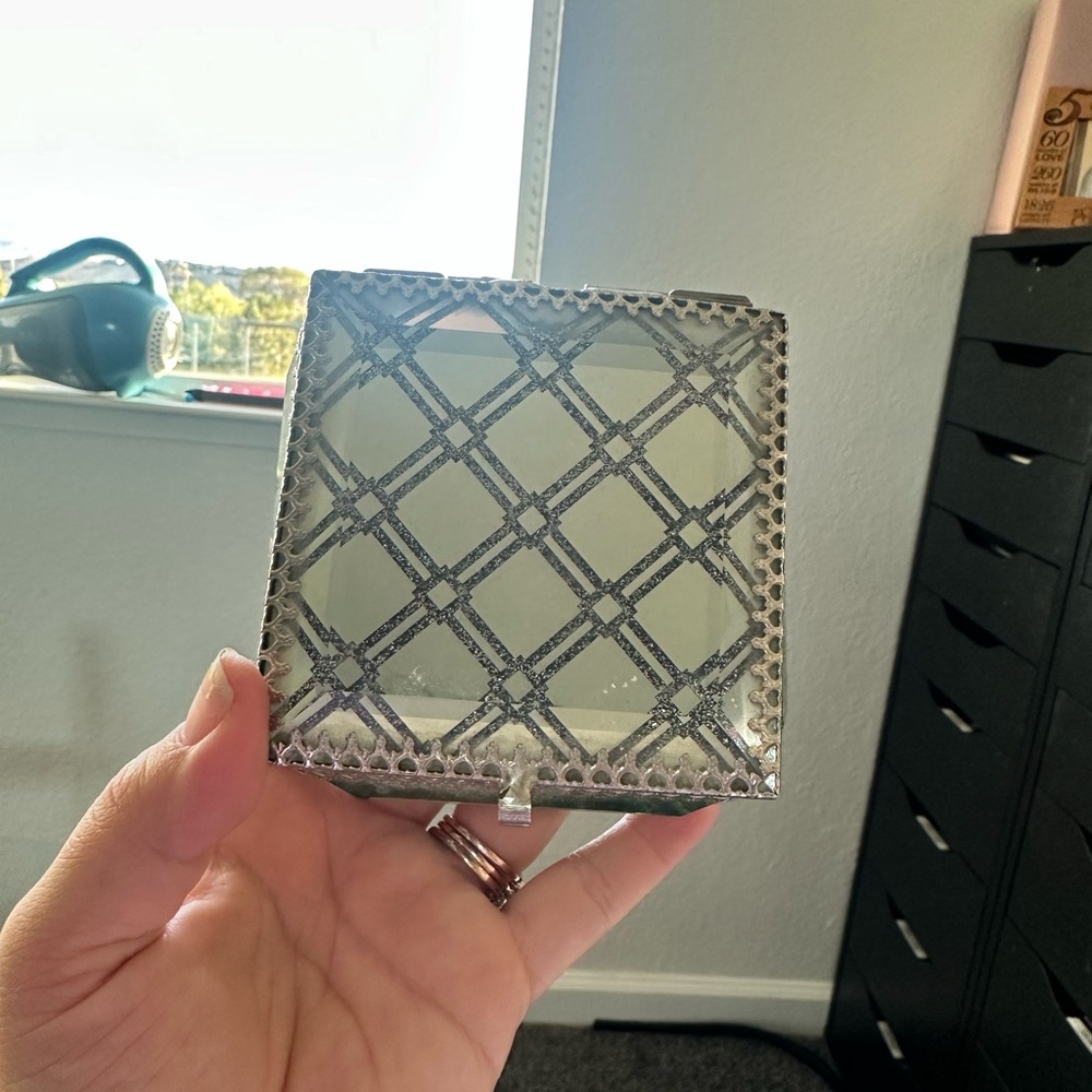 Glass and metal jewelry box by Cynthia Rowley